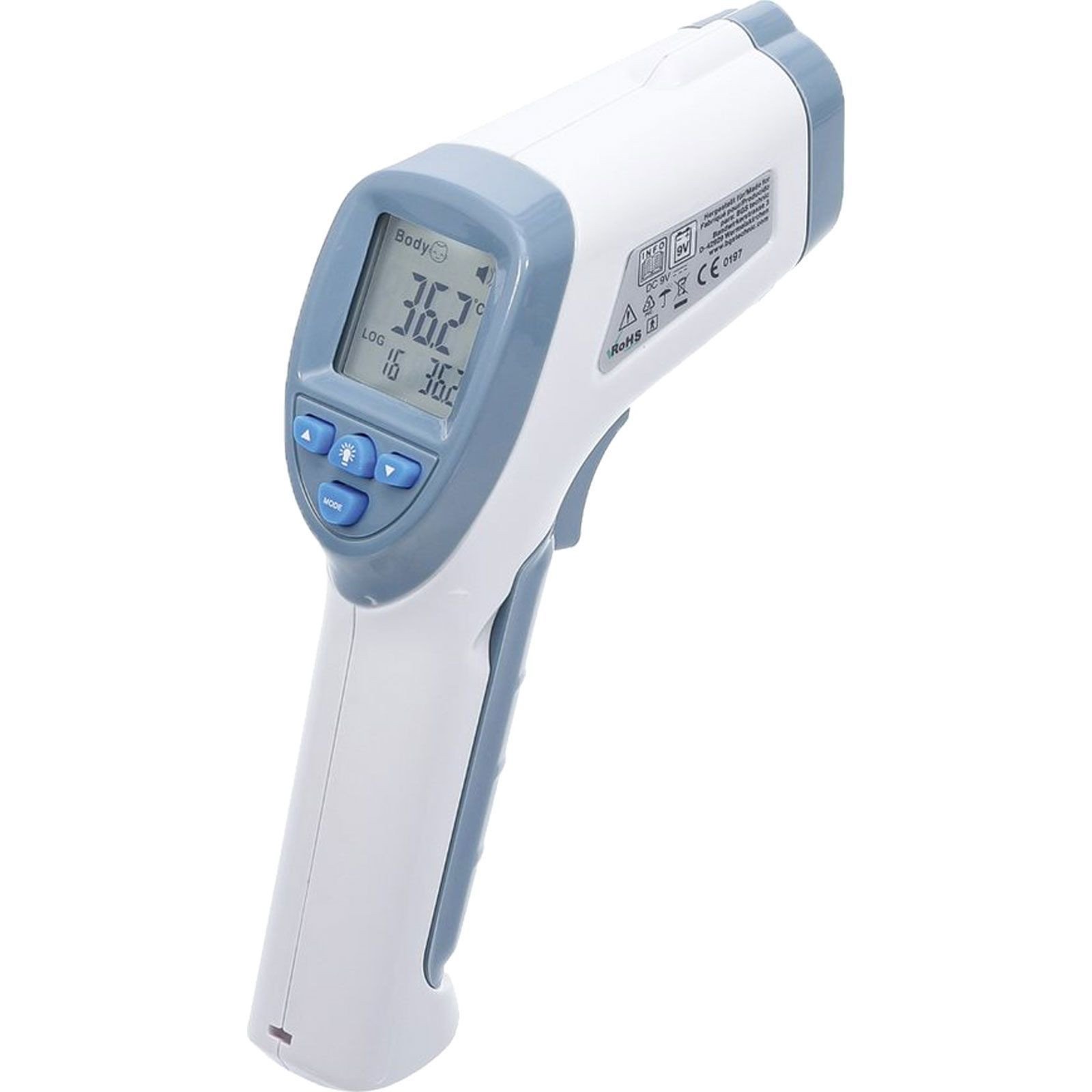 BGS Stirn-Fieber-Thermometer kontaktlos Infrarot für Personen + Objekt-Messung 0 - 100° 