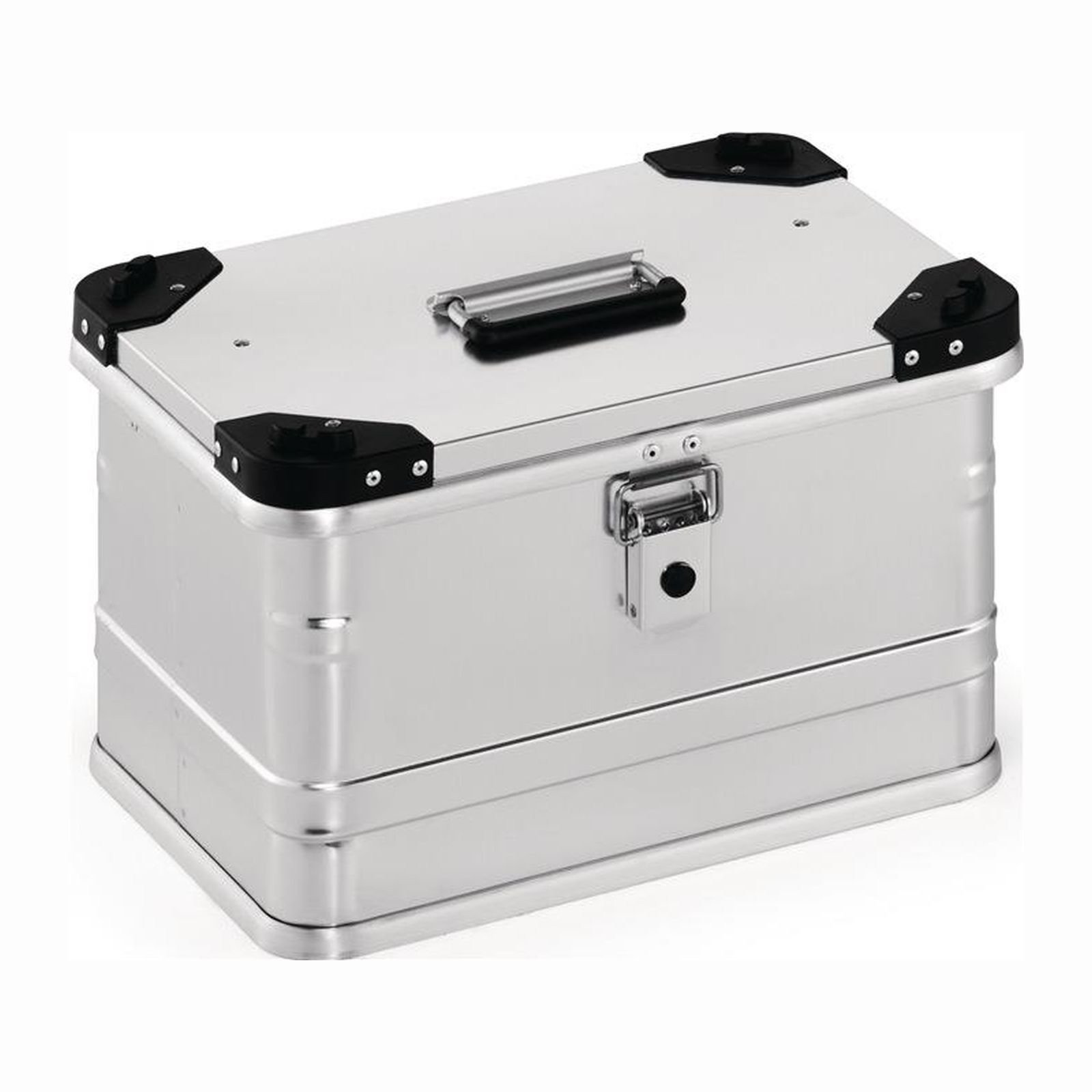 Aluminiumbox mit Klappverschluss und Stapelecken